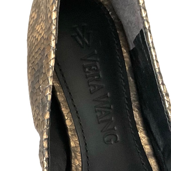 New VERA WANG - Size 7.5 “Lillian” Gold Mekong Snake Leather Flats Bronze Ballet - Picture 7 of 8